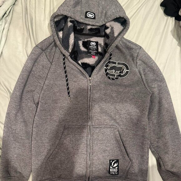 Title: Grey Ecko Unltd. fleece lined zip up hoodie - Picture 1 of 6